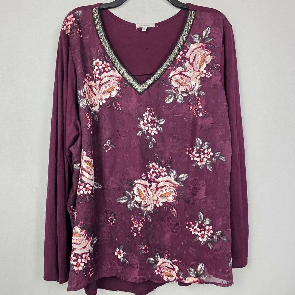 Maurices Floral V Neck Blouse Size 2x